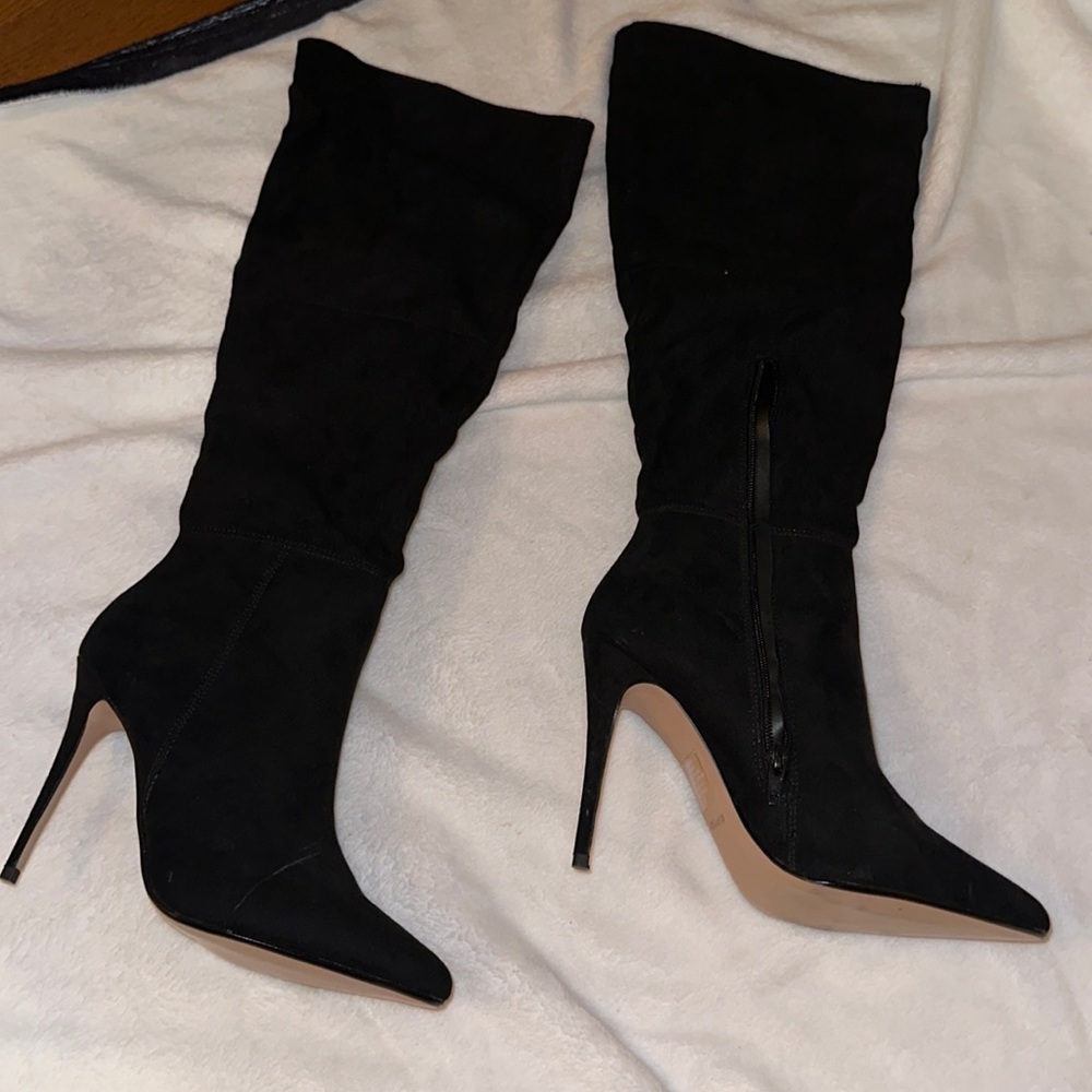 Thigh high black stilettos